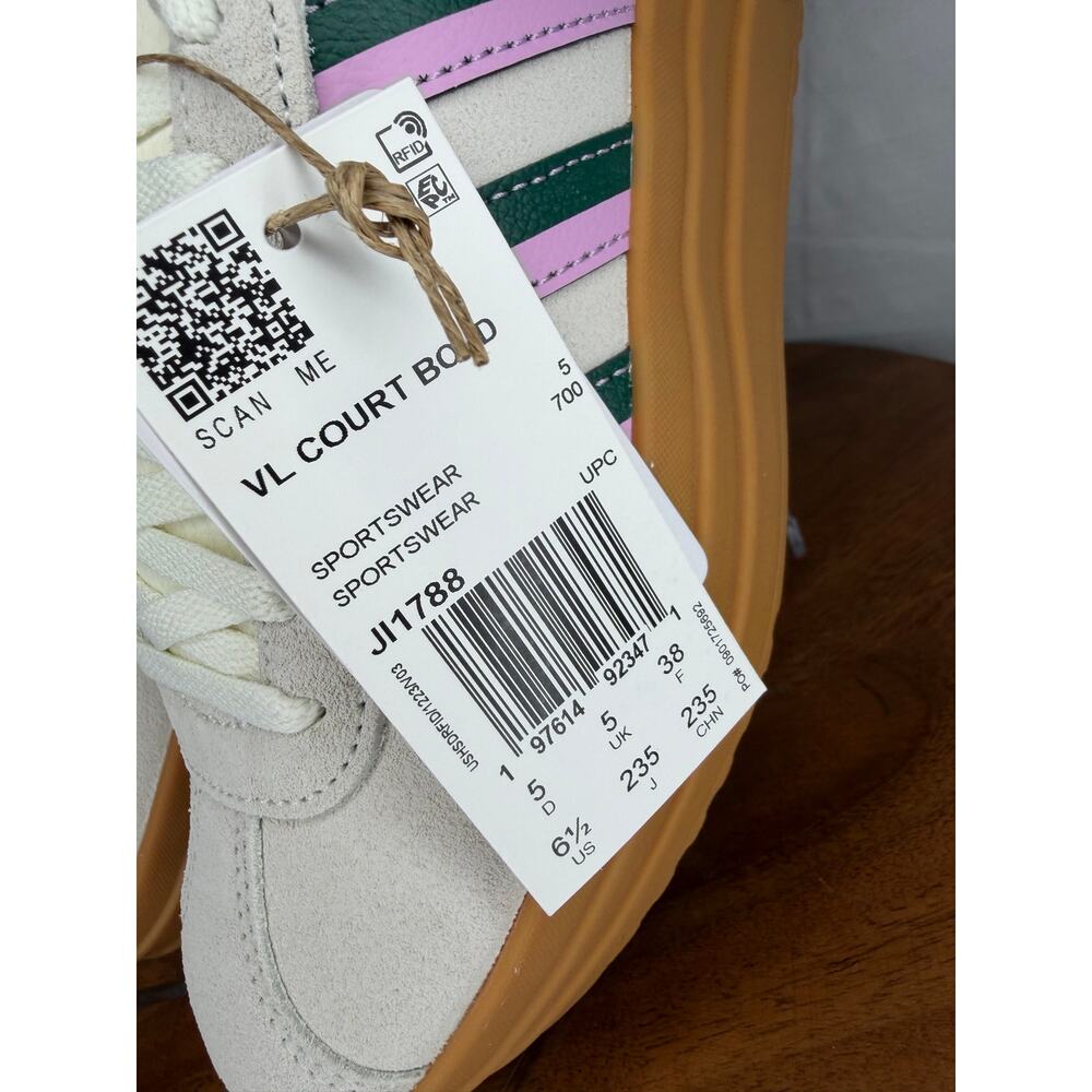 Adidas VL Court Bold Platform Sneakers White Pink Green Gum Women’s 6.5 NWT - Picture 4 of 16